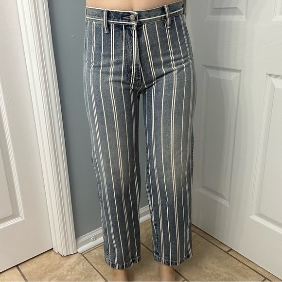 Boyish Jeans Pinstriped Blue Cotton Kirby Casual Straight Leg Denim Size 27 - Picture 1 of 10